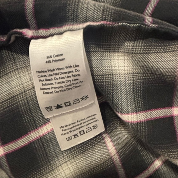 Eddie Bauer Shirt Womens Large Black and Pink Plaid Long Sleeve - Picture 5 of 6